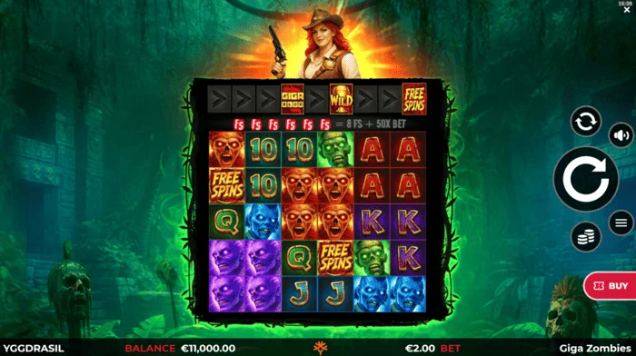 Giga Zombies - zaslon igre s bubnjevima 6x5